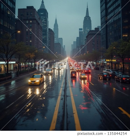 Rainy cityscape Rainy cityscape 135844254