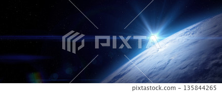 Sunrise over planet Earth In Space. 135844265