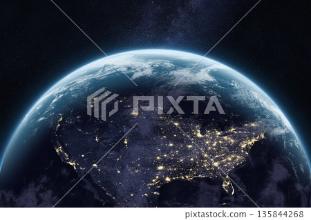 Amazing planet Earth in outer space. North America. USA. Amazing planet Earth in outer space. North America. USA. 135844268