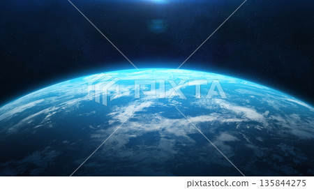Earth in space. Exoplanet. Panorama. 135844275