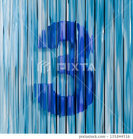 Blue reed glass font Number 3 THREE 3D Blue reed glass font Number 3 THREE 3D 135844516