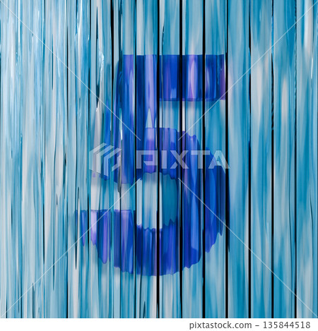 Blue reed glass font Number 5 FIVE 3D Blue reed glass font Number 5 FIVE 3D 135844518
