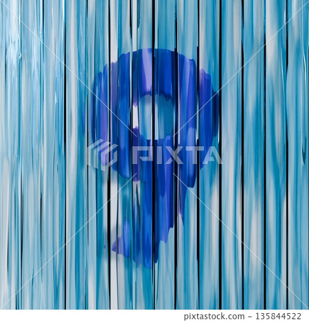 Blue reed glass font Number 9 NINE 3D 135844522