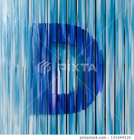 Blue reed glass font Letter D 3D 135844526