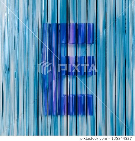 Blue reed glass font Letter E 3D 135844527