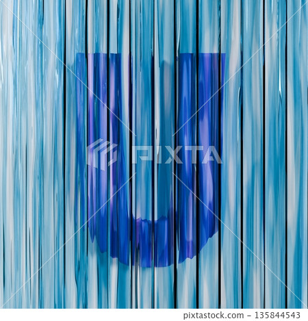 Blue reed glass font Letter U 3D Blue reed glass font Letter U 3D 135844543