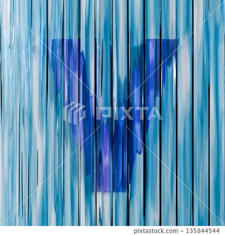 Blue reed glass font Letter V 3D 135844544