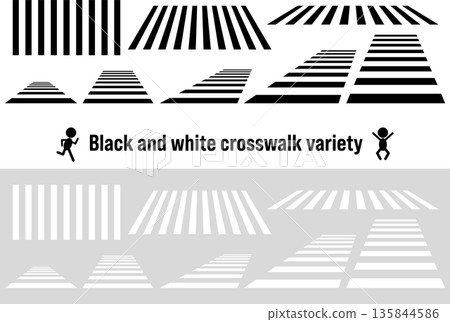 Black and white crosswalk variations 135844586