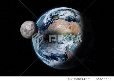 Planet Earth and Moon. Eclipse. Planet Earth and Moon. Eclipse. 135844588