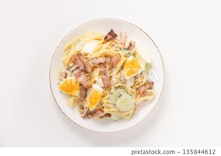 Pasta salad with lots of bacon Pasta salad with lots of bacon 135844612
