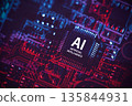 Artificial intelligence concept with computer chip 135844931