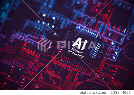 Artificial intelligence concept with computer chip Artificial intelligence concept with computer chip 135844931