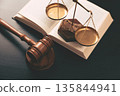 Judge gavel on a wooden desk 135844941