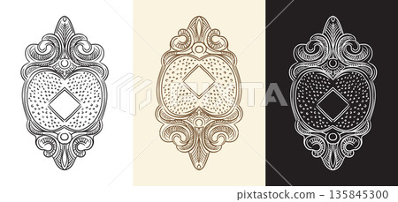 Engraving monogram baroque vintage design element vector Engraving monogram baroque vintage design element vector 135845300