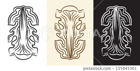 Retro leaves engraving baroque design element swirl leaf vector Retro leaves engraving baroque design element swirl leaf vector 135845301