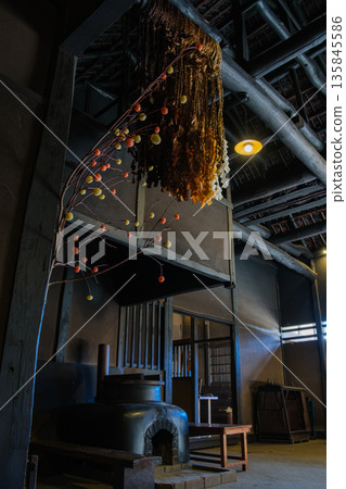 Little New Year decorations and hearth 135845586