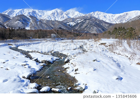 Winter Hakuba Miyama wishing from Hakuba Ohashi Winter Hakuba Miyama wishing from Hakuba Ohashi 135845606