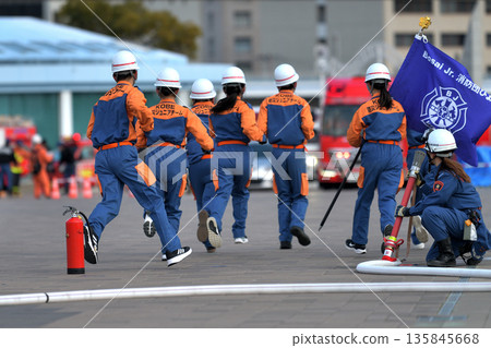 Kobe City Fire Department New Year's Parade - Fire drill by the Disaster Prevention Junior Team 135845668