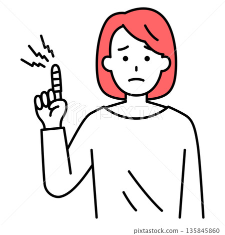 Young woman with injured finger 135845860