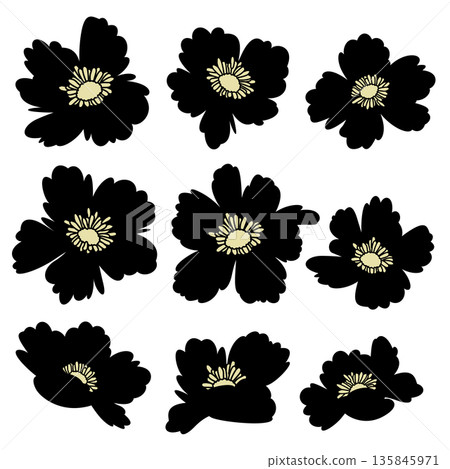 Abstract cute and simple flower material collection, Abstract cute and simple flower material collection, 135845971