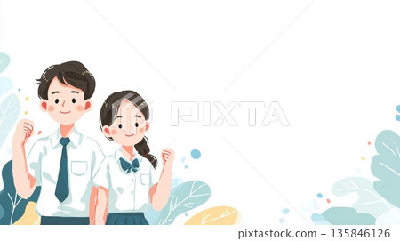 國中生，男女生，教育插圖 135846126