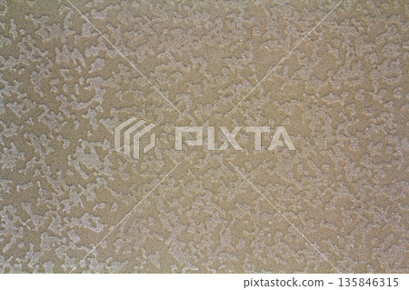 White light gray beige copy space background of natural cement or stone plastered stucco wall flat surface or cloth material crumpled texture as retro pattern. Vintage or grunge background. 135846315