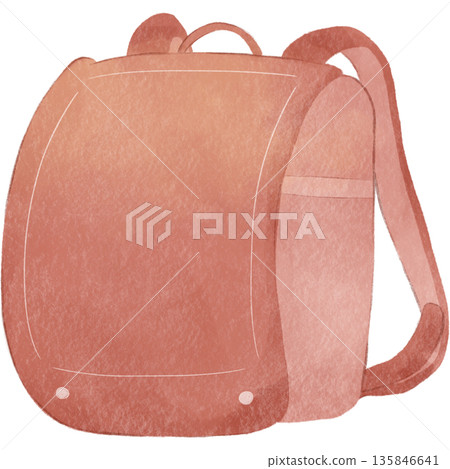 水彩風格的紅色書包插圖 | 書包、學校、入學、新學期 水彩風格的紅色書包插圖 | 書包、學校、入學、新學期 135846641