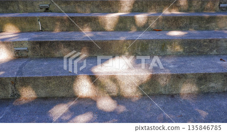 Front View of Concrete Stairs with Small Recessed Lights Front View of Concrete Stairs with Small Recessed Lights 135846785