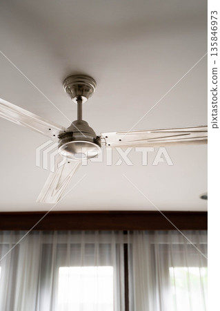 Simple modern living room ceiling fan and interior space Simple modern living room ceiling fan and interior space 135846973