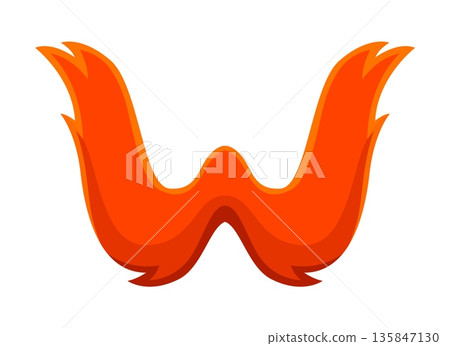 St Patricks font typeset red mustaches letter W. Irish Saint Patricks day alphabet vector symbol, March celebration type letter. Spring holiday ABC typeset element with leprechaun mustaches or beard 135847130