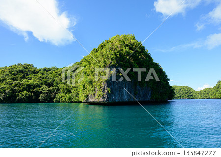 Palau Islands seen from a boat Rock Islands Palau scenery Palau Islands seen from a boat Rock Islands Palau scenery 135847277