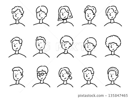 各種髮型的男孩圖標 135847465