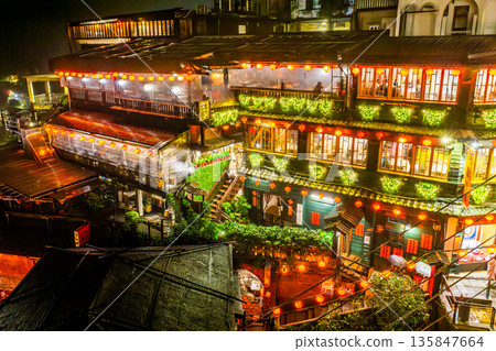 Jiufen Old Street in Jiufen, Taiwan Jiufen Old Street in Jiufen, Taiwan 135847664