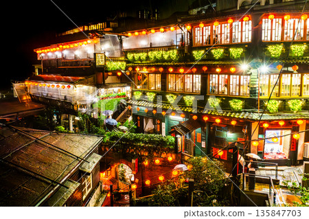 Jiufen Old Street in Jiufen, Taiwan Jiufen Old Street in Jiufen, Taiwan 135847703