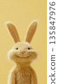 Smiling fluffy bunny on sunny yellow background 135847976