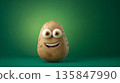 Happy smiling 3d cartoon potato character on green background 135847990