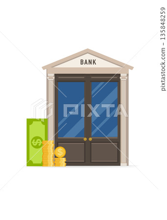 Bank building icon for business or saving concept Bank building icon for business or saving concept 135848259