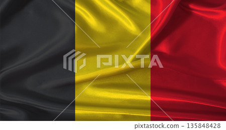 National flag of Belgium with cloth texture. Belgium flag with realistic texture background National flag of Belgium with cloth texture. Belgium flag with realistic texture background 135848428