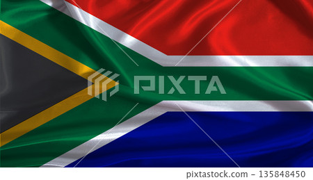 South Africa flag with cloth textured background. National flag of South Africa with realistic texture South Africa flag with cloth textured background. National flag of South Africa with realistic texture 135848450