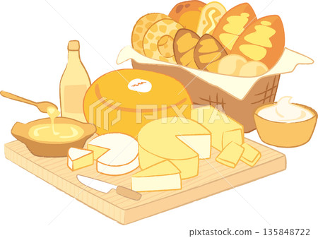 起司和麵包概要 135848722