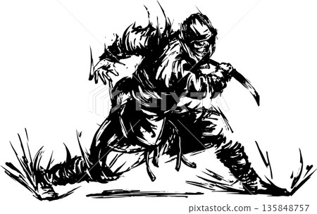 忍者墨畫插圖 135848757