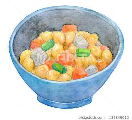 水彩插畫，手繪插畫，五子豆 135849013