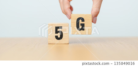 wooden block of 5G, Generation of Cellular Mobile Communications, Technology, network, Social media and digital concepts wooden block of 5G, Generation of Cellular Mobile Communications, Technology, network, Social media and digital concepts 135849016