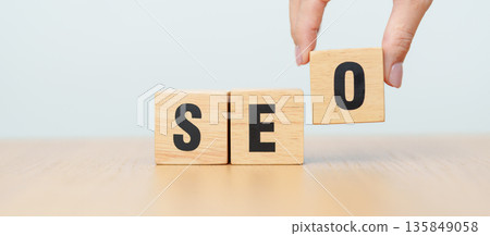 Wooden block of SEO. Search Engine Optimization, SEM, SEA, Advertising, Marketing, Idea, Strategy, Keyword, Content and technology concept Wooden block of SEO. Search Engine Optimization, SEM, SEA, Advertising, Marketing, Idea, Strategy, Keyword, Content and technology concept 135849058