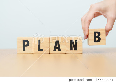 wooden block PLAN B. strategy, leadership, management, marketing, project and finance concepts 135849074