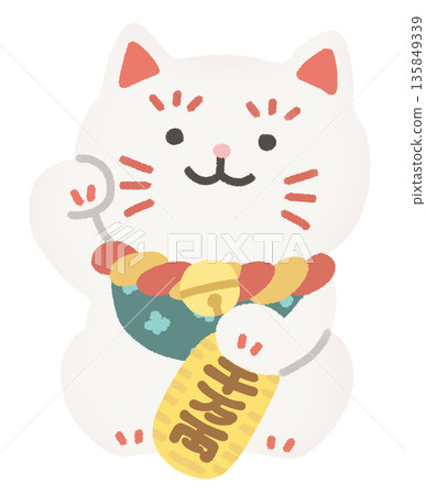Cute beckoning cat illustration 135849339