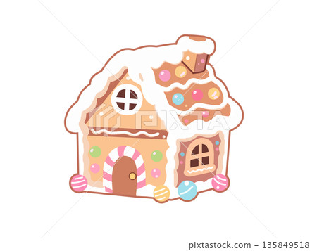 可愛的薑餅屋插圖 可愛的薑餅屋插圖 135849518