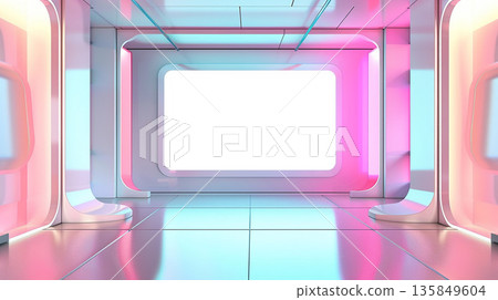 Futuristic virtual studio background for news: AI-generated images 135849604