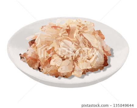 盤子裡的乾鰹魚片 135849644