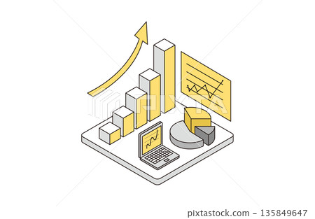 Isometric rising graph set_yellow 135849647